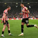 Sheffield United's Anel Ahmedhodzic (right) celebrates scoring their side's first goal of the game: Ian Hodgson/PA Wire.