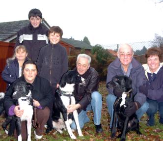 Dog rescues with their new owners in 2007 including Steve Kenny with his new pub Alfie.