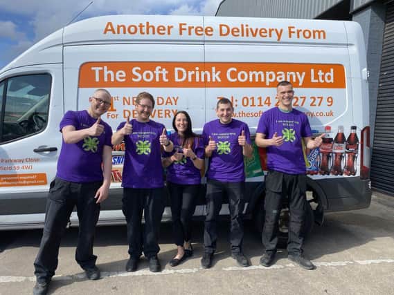 Lee Wilks, Craig Mitchell, Jodie Kitchen, Daniel Shaw and Kieran Howarth some of the team from The Soft Drink Company taking part in the challenge