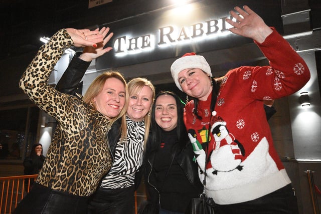 Louise Bland, Tracey Murray,Donna Wilson and Lynne Eager join in the Friday night festive fun at The Rabbit
