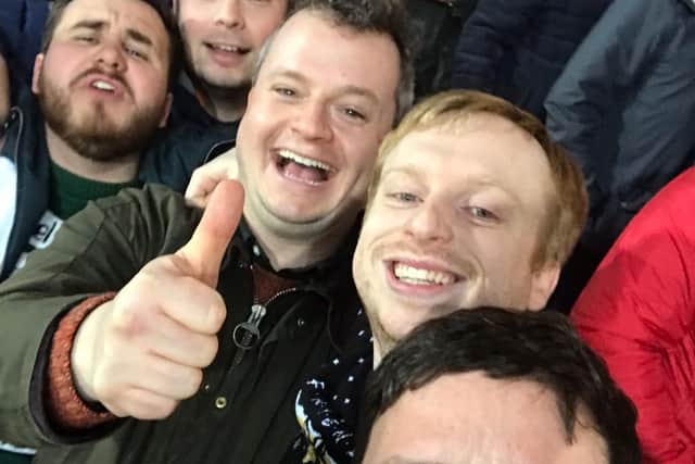 Sam Ridley and his football friends at Norwich City's Carrow Road (Sam Ridley)