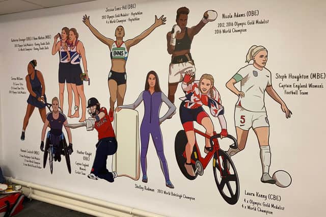 The mural in the changing rooms at Birkdale Prep School