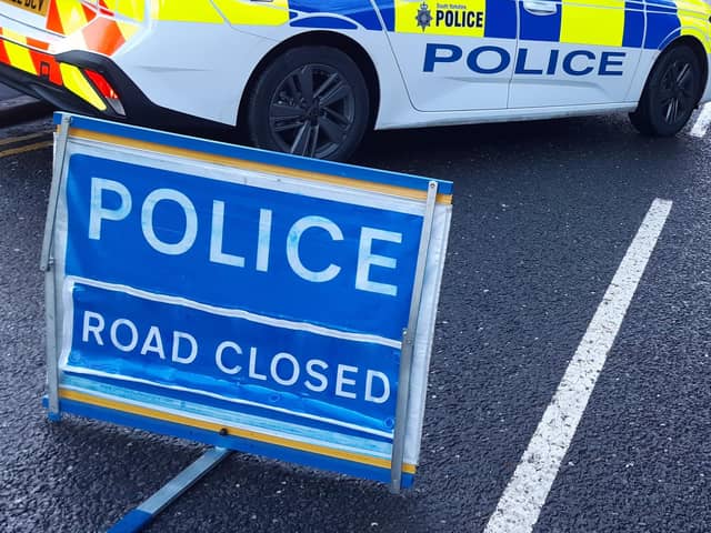 A pedestrian has died after a collision involving a car on a Station Road, Chapeltown, yesterday evening. File picture of a police road closure