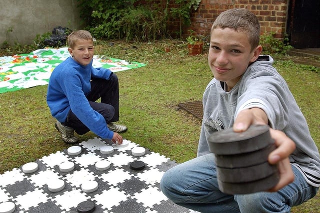 A giant game of checkers at the Stranton Church summer fair in 2004.