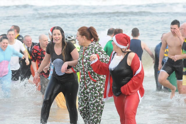 The St Clare's Hospice Boxing Day Dip in 2014 at Sandhaven Beach. Do you recognise any of the dippers?