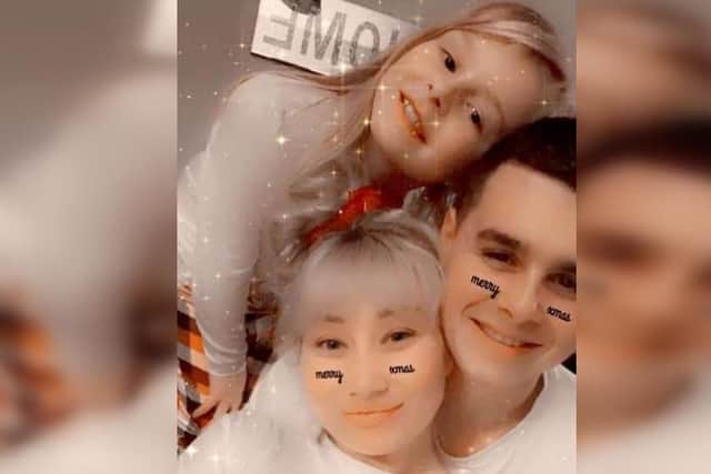 Ricky Howley with his fiancee Bethany and daughter Millie Rae on Christmas Day, just three days before he collapsed with a bleed on the brain