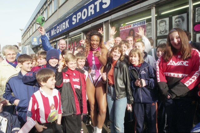 Gladiator star "Rocket" made an appearance at TY McGurk sports store in Sunderland to promote a new range of leisure products in 1998. Were you in the picture?