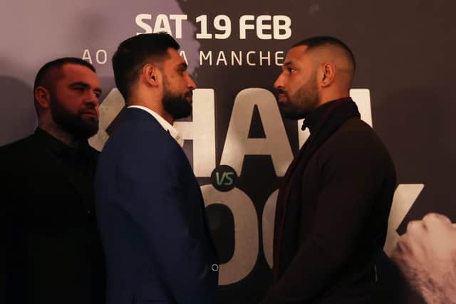 Amir Khan and Kell Brook go head-to-head as they announce an upcoming fight during a BOXXER Press Conference at Hilton Park Lane. (Photo by Warren Little/Getty Images)