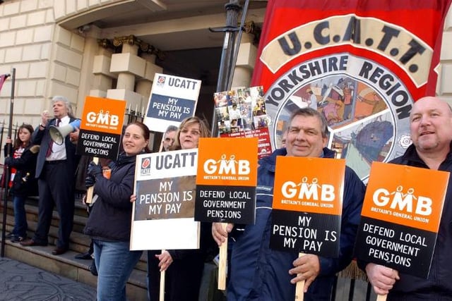 A protest over pensions in 2005 held outside the mansion house.