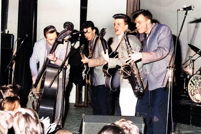 Former pupils The Sharp Cuts, perform at  Silverdale School, in December 1986. Picture: Sheffield Newspapers / Picture Sheffield