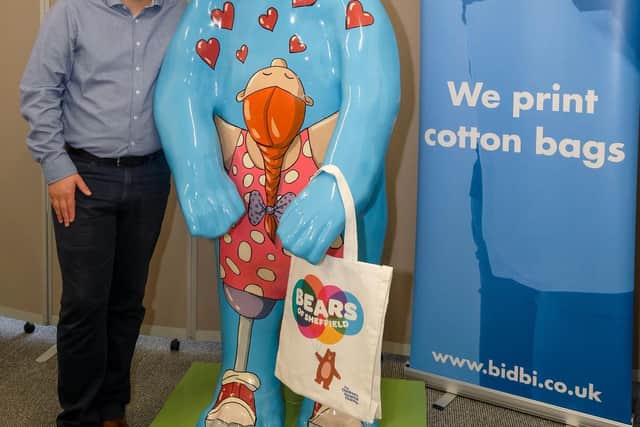 Marc larsen, Finance Director at BIDBI, which bought the Pete McKee Sheffield Bear for £30,000 in aid of the Children's Hospital Charity