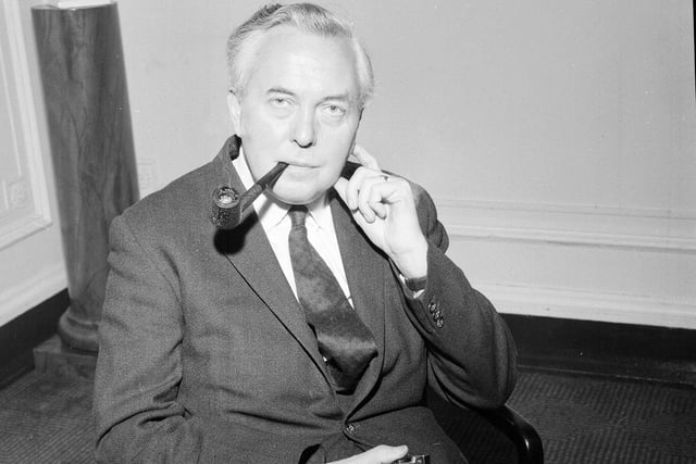 Harold Wilson backstage at Green's Playhouse Glasgow in October 1964.