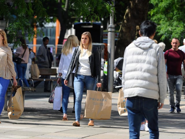 Shoppers flocked to Commercial Road as stores reopened. Picture: Sarah Standing (150620-4168)