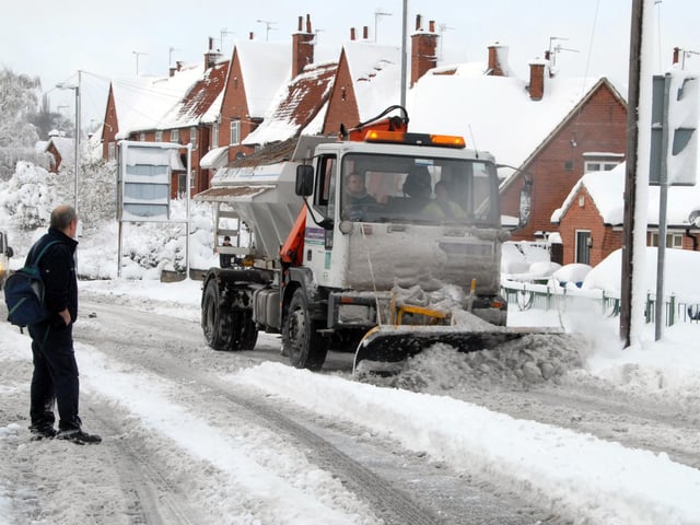 Snow plough on Bath Lane Mansfield  in December 2010 after heavy snowfall