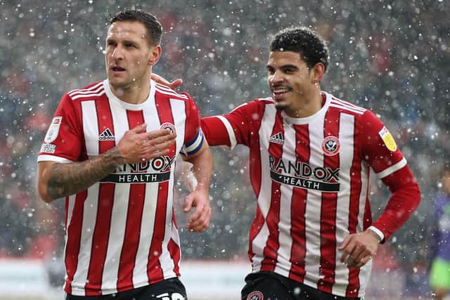 Billy Sharp and Morgan Gibbs-White of Sheffield United: Alistair Langham / Sportimage