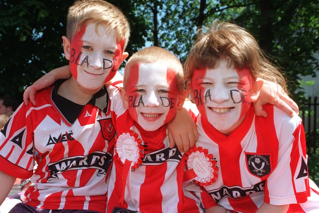 Young Unitedites at Wembley before the Division One play-off final against Crystal Palace in May 1997.