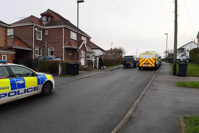 Two police officers arrived on the scene of a Sheffield emergency call after a double killing – to be confronted by a man armed with a knife and covered in blood. Picture shows police cars on the scene at Terrey Road, Totley, last year. PIcture: David Kessen, National World