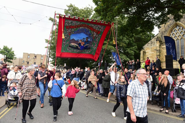 The Houghton Lodge Banner at the Houghton Feast parade on Saturday.