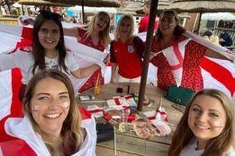 Ashleigh Johnson posted this photo of friends and herself at the Spotted Frog, Brampton, showing their support for the England team.