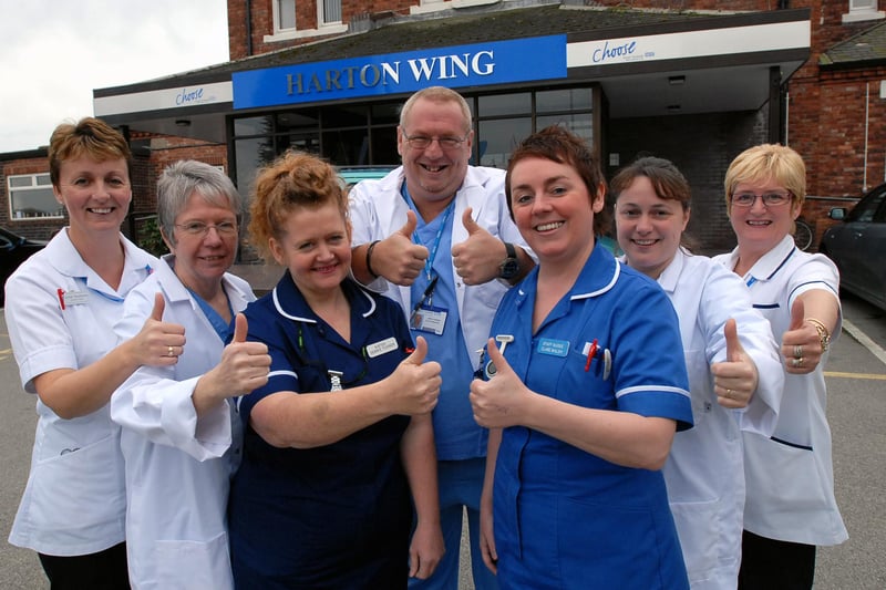 South Tyneside District Hospital staff were celebrating their NHS performing rating in this photo from 13 years ago?