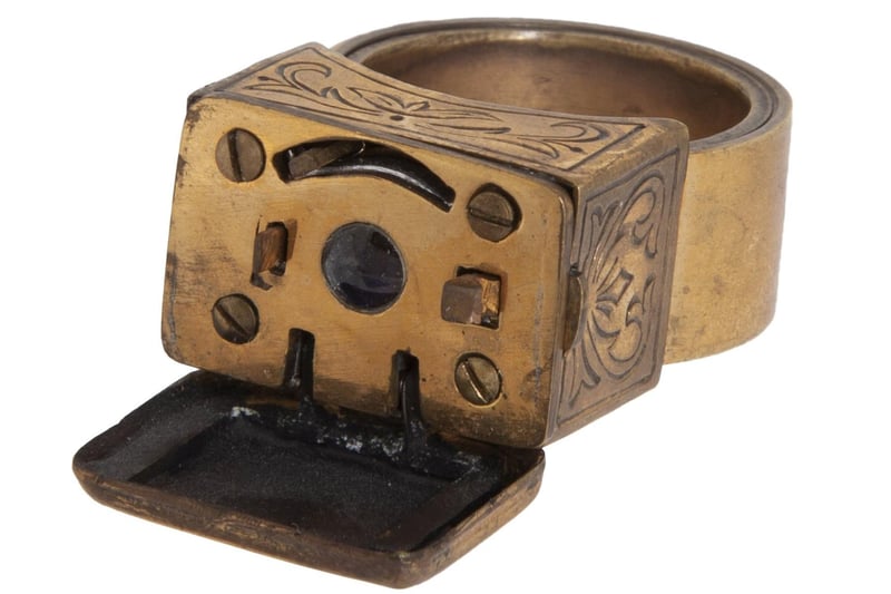 A Soviet KGB spy miniature camera designed to look like a ring. Estimate: $5,000-$7,000