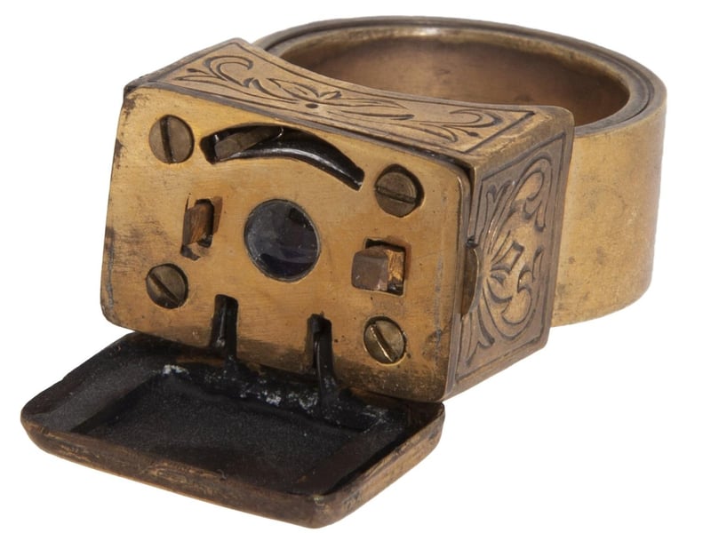 A Soviet KGB spy miniature camera designed to look like a ring. Estimate: $5,000-$7,000