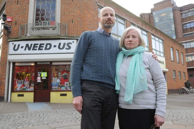 Brother and sister, Steve Searle and Sandra Haggan who worked at the shop for over 30 years, pictured in February 2019 after announcing the shop would close.
