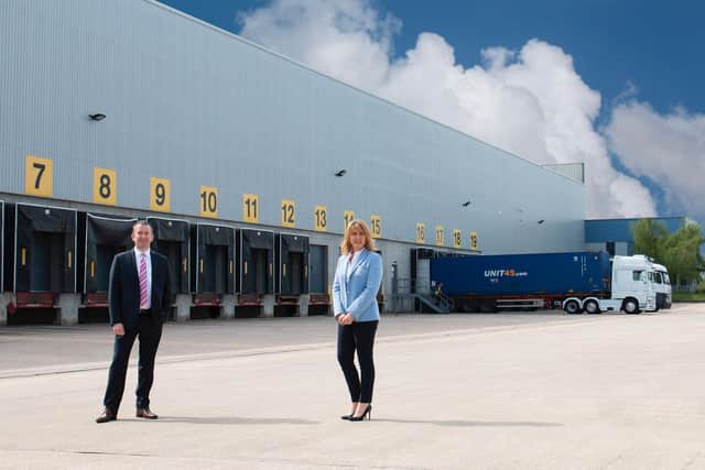 Brother and sister Mark Lythe and Debbie Harrison at Pricecheck's new warehouse in Manvers.