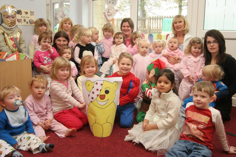 Youngsters at Chesterfield's Sunshine nursery wear fancy dress and their best pyjamas on  Children in Need day in 2007.