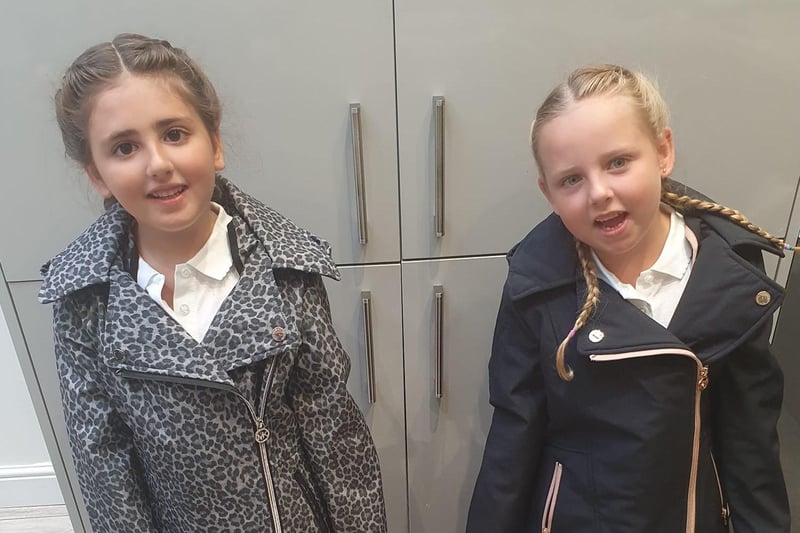 Parents from across the Portsmouth area shared photos as their children returned to school after the summer holiday on Thursday, September 2, 2021. Pictured is Thea, aged seven, and Isla, aged six. 