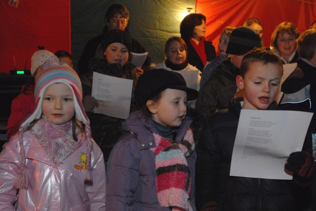 Local children sing songs at the Edwinstowe lights switch-on event in 2008