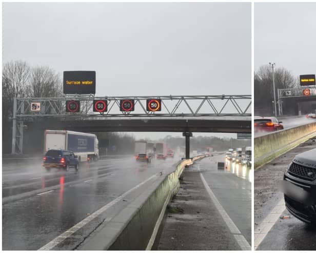 This was the scene on the M1 earlier today, following a two-vehicle collision in wet conditions
