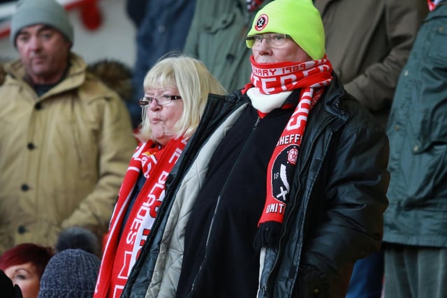 United fans at the game against Bolton Wanderers in December 2017.