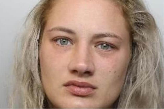 Pictured is Melody Wolf, aged 31, of Birchall Avenue, at Whiston, Rotherham, who was sentenced at Sheffield Crown Court in March, 2022, to 43 months of custody after she admitted an attempted robbery and possessing an offensive weapon during a raid at a Post Office shop on Far Lane, at East Dene, Rotherham. The court heard how Wolf and an unknown man raided the Post Office shop on Far Lane, at East Dene, Rotherham, while a couple who owned the business were working early one morning.