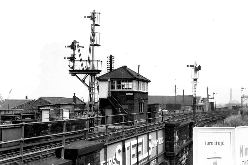 Pallion rail bridge and signal box in 1967.
