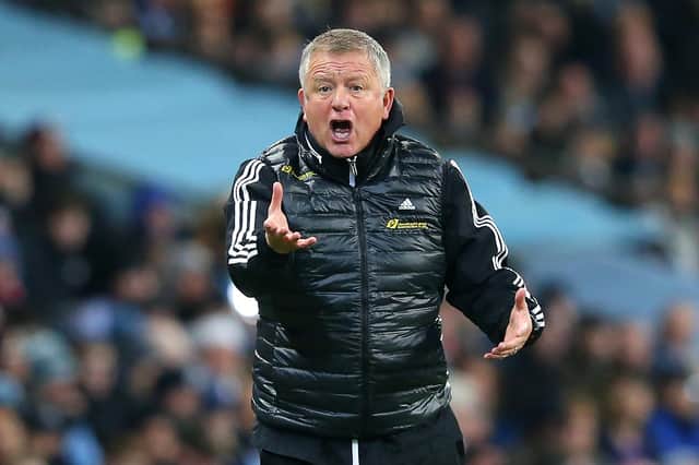 Chris Wilder, manager of Sheffield United reacts during the Premier League match at Man City: Alex Livesey/Getty Images