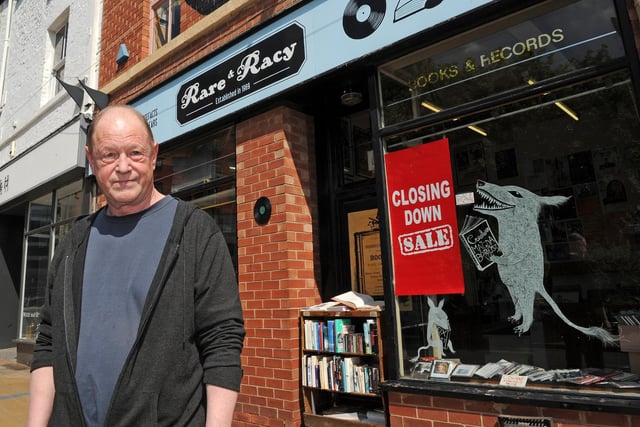Allen Capes of Rare and Racy, Devonshire Street, in 2017 when it came under threat of shutting down after nearly 50 years. The shop, which also sold secondhand books and art, fell victim to redevelopment plans for the building, despite a campaign to save it