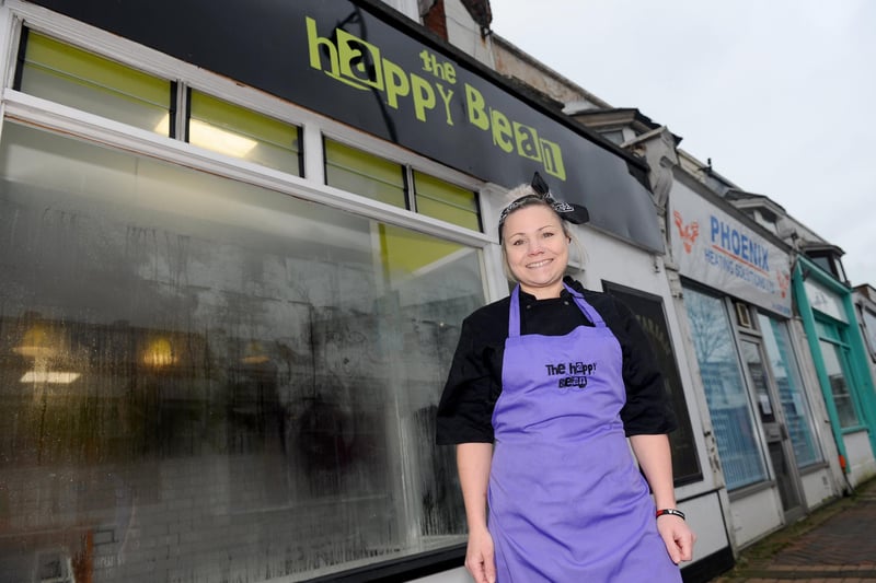 Sarah Lakey (40), owner of The Happy Bean vegan takeaway which opened in Stoke Road, Gosport on February 1, 2021. Picture: Sarah Standing (080221-2503)