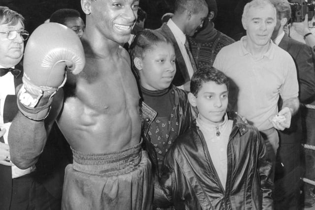 A young 'Prince' Naseem Hamed, who would go on to conquer the world of boxing in captivating style, in the ring with Bomber Graham, Graham's daughter Natasha and trainer Brendan Ingle