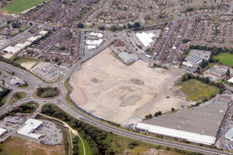 The site of the old glass works, which now houses the Tesco superstore and Chesterfield FC's stadium.