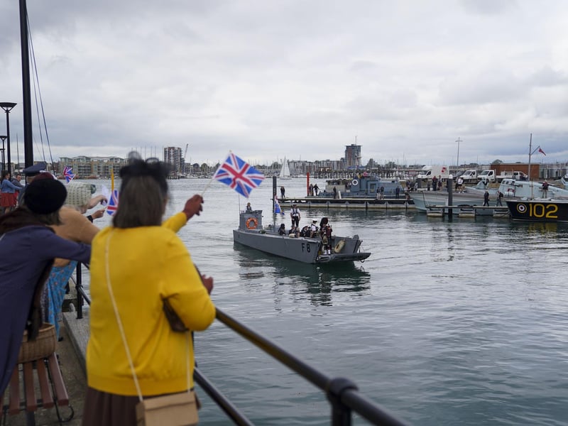 D-Day veterans are welcomed to the Portsmouth Historic Dockyard to commemorate the 77th anniversary of the Normandy Landings. Picture date: Sunday June 6, 2021. Picture: Steve Parsons/PA Wire