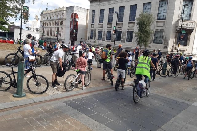 Hundreds took to the roads as Sheffield cyclists came togther for their first ‘mass cycle event’ in the city. Cyclists gathering in Tudor Square ahead of the start
