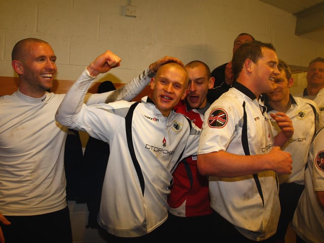 Celebrations in the dressing room.