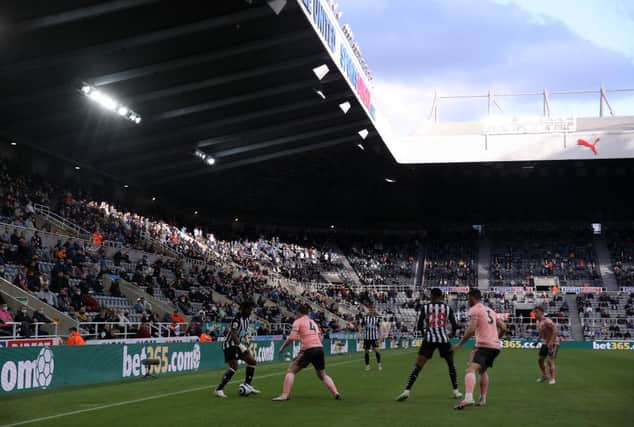10,000 supporters were back inside St James's Park to watch Newcastle United beat Sheffield United 1-0. (Photo by Alex Pantling/Getty Images)