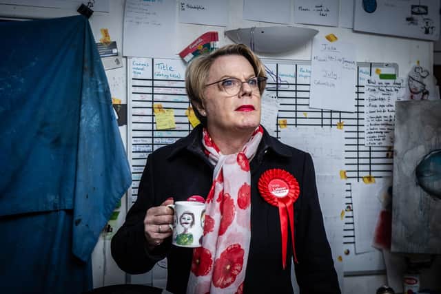 Eddie Izzard visiting Portsmouth to support MP Stephen Morgan for the election. Picture: Habibur Rahman