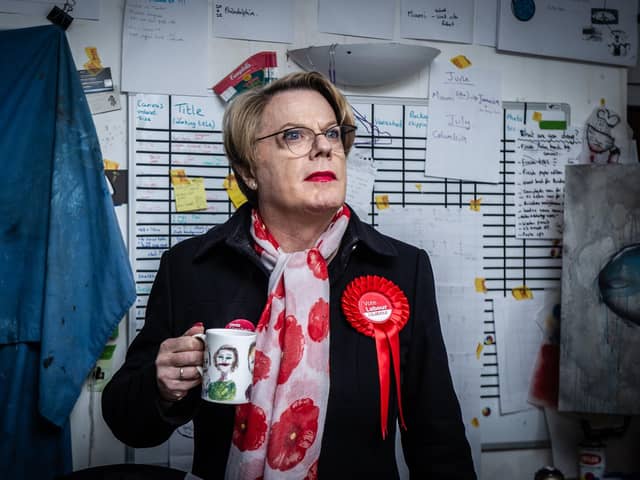 Eddie Izzard visiting Portsmouth to support MP Stephen Morgan for the election. Picture: Habibur Rahman