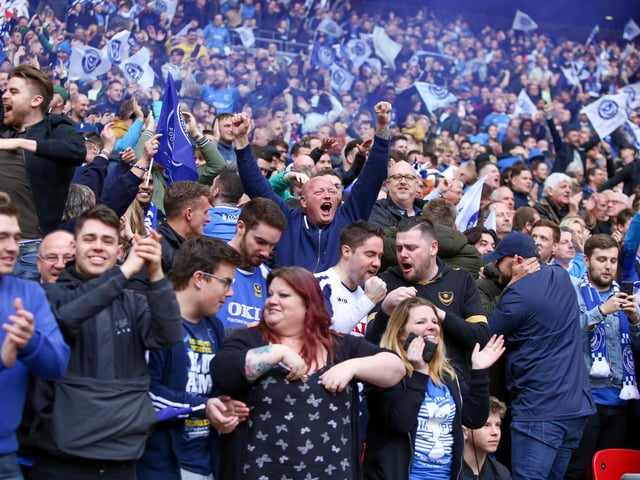 Pompey fans at Wembley in 2019.