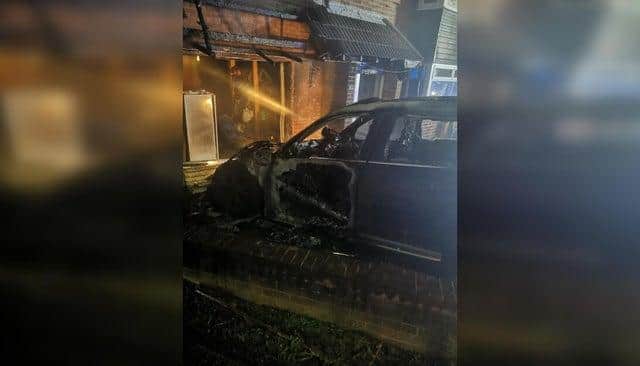 A car and house were damaged in an arson attack in Grenoside, Sheffield