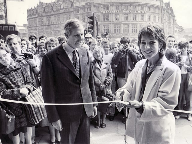The official opening of the H.L. Brown new shop in Barker's Pool, Sheffield, was performed by TV star, Jan Francis, when she was welcomed by Mr Michael Frampton (managing director and great grandson of the founder) Jan was wearing £250,000 of jewellery for the visit on May 2, 1986