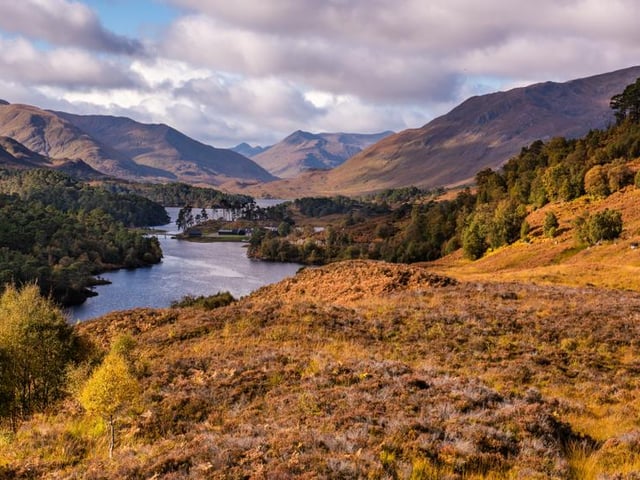 Glen Affric combines native woods with vast moorland and sparkling lochs, featuring over 30 miles of ancient pinewoods. During autumn, Glen Affric comes alive with the colours of bright orange and rich greens (Photo: Shutterstock)